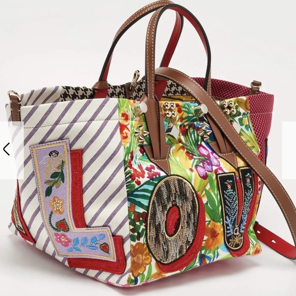 Christian Louboutin Caracaba Calfskin Embellished & Embroidered Tote - Picture 2 of 11